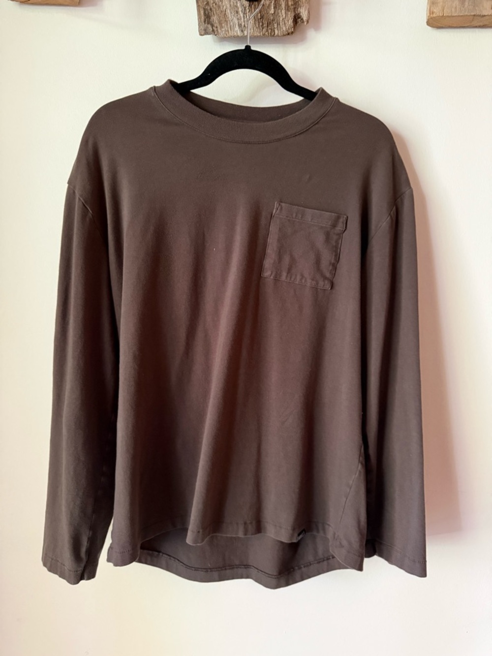 NOBULL Brown Long Sleeve Pocket Tee Men’s Large Athletic Minimalist Shirt